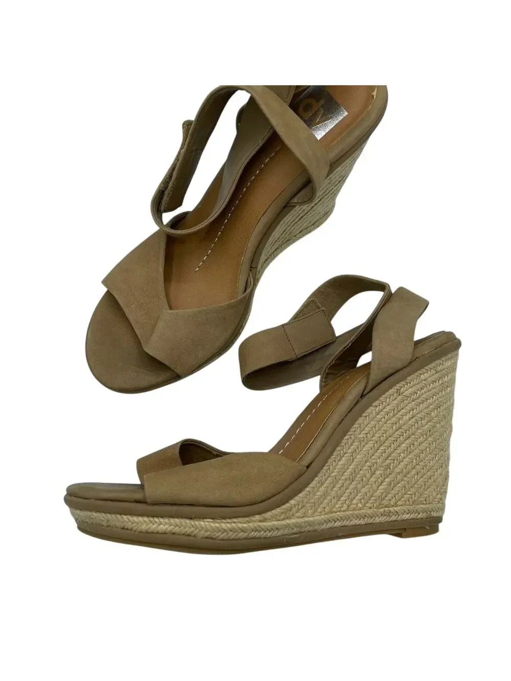 Dolce Vita Brown Leather Espadrille Wedge Sandals Womens 10 Heels Beachy Summer